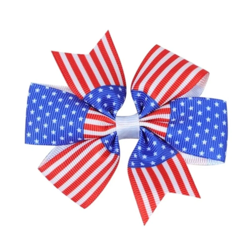 🇺🇸 America 250 USA Patriotic Hair Bow Set Red White Blue 4th Of July NEW